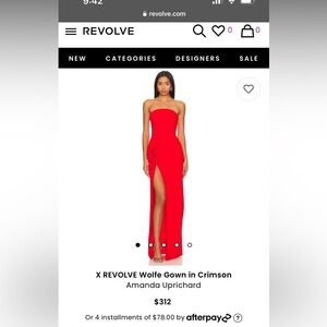 Amanda Uprichard X REVOLVE Wolfe Gown in Crimson XS
